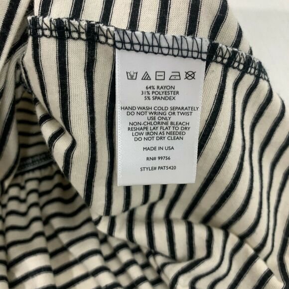 Painted Threads Peplum Striped Top Womens Size L Ivory Black Cap Sleeves Stretch - Picture 8 of 10